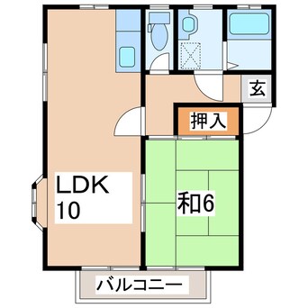 間取図 東北本線/郡山駅 バス14分開成山プール下車:停歩3分 1階 築26年