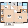 東北本線/郡山駅 徒歩84分 1階 築40年 2Kの間取り