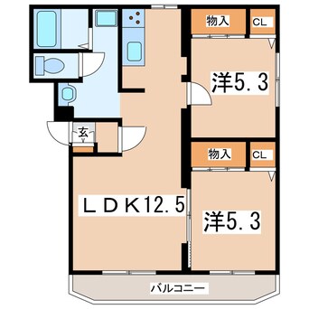 間取図 東北本線/日和田駅 徒歩18分 2階 築21年