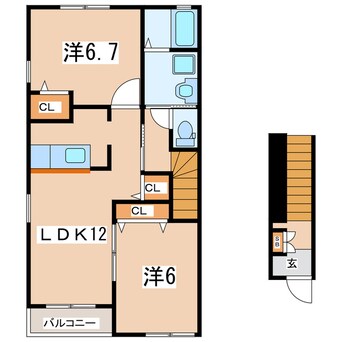 間取図 東北本線/郡山駅 バス20分中央工業団地南口下車:停歩5分 2階 築14年