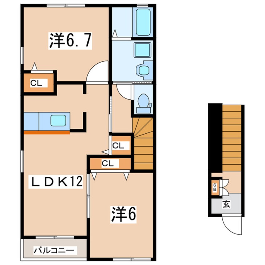間取図 東北本線/郡山駅 バス20分中央工業団地南口下車:停歩5分 2階 築14年