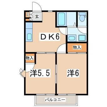 間取図 東北本線/郡山駅 バス10分中央工業団地北口下車:停歩3分 2階 築26年