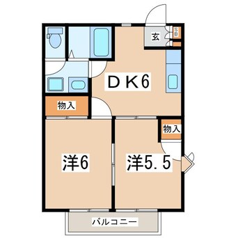 間取図 東北本線/郡山駅 バス10分中央工業団地北口下車:停歩3分 2階 築26年