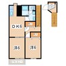 東北本線/郡山駅 バス:10分:停歩3分 2階 築26年 2DKの間取り