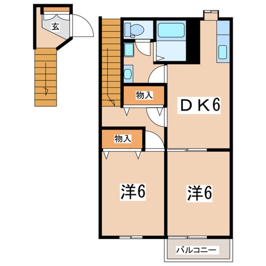 間取図 東北本線/郡山駅 バス10分中央工業団地北口下車:停歩3分 2階 築25年