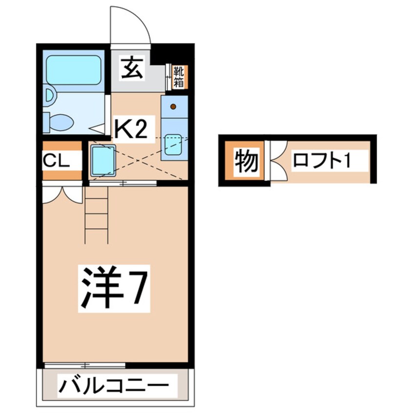 間取図 東北本線/安積永盛駅 徒歩21分 2-2階 築34年