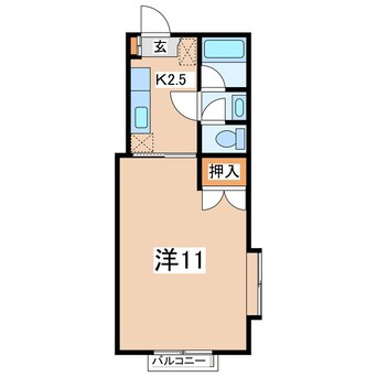 間取図 東北本線/郡山駅 徒歩20分 2階 築34年