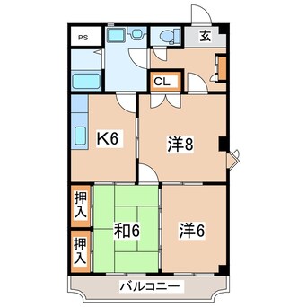 間取図 東北本線/安積永盛駅 徒歩24分 2階 築35年