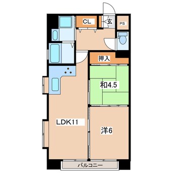 間取図 磐越西線<森と水とロマンの鉄道>/郡山富田駅 徒歩45分 1階 築34年