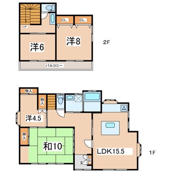 間取図 東北本線/郡山駅 徒歩22分 1階 築27年