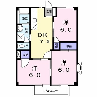 間取図 内房線/袖ケ浦駅 バス5分袖ケ浦高校前下車:停歩4分 2階 築32年