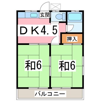 間取図 内房線/君津駅 徒歩15分 1階 築36年