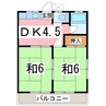 内房線/君津駅 徒歩15分 2階 築37年 2DKの間取り