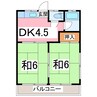 内房線/君津駅 徒歩15分 2階 築36年 2DKの間取り