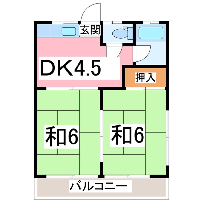 間取図 内房線/君津駅 徒歩15分 2階 築36年