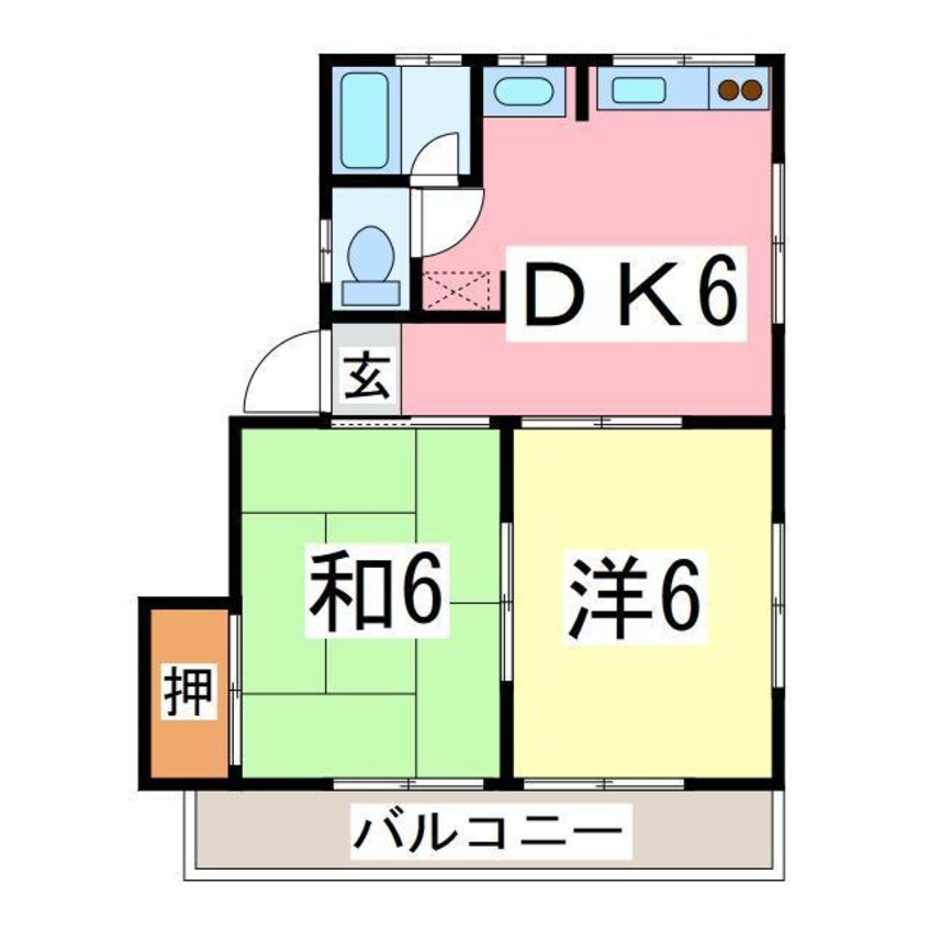 間取図 内房線/君津駅 バス15分畑沢2丁目下車:停歩8分 2階 築34年