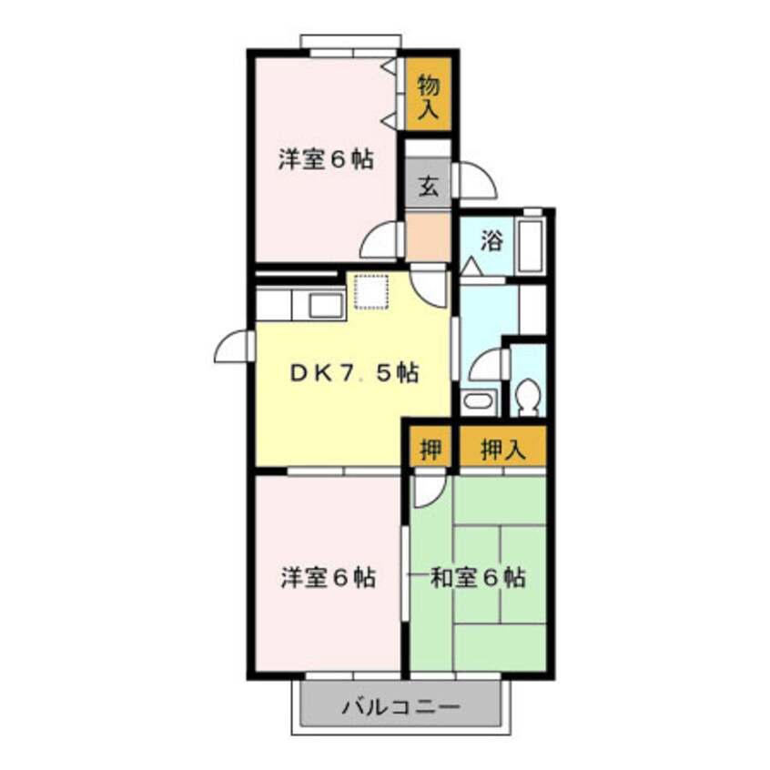 間取図 内房線/五井駅 バス12分アピタ前バス停下車:停歩4分 1階 築30年