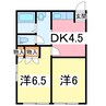 久留里線/横田駅 徒歩13分 1階 築27年 2DKの間取り