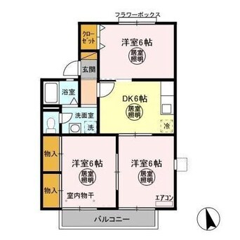 間取図 内房線/五井駅 バス6分出津西一丁目バス停下車:停歩6分 2階 築30年