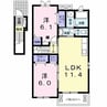 パークヒルズＣ(市原市) 2LDKの間取り
