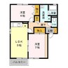 コモンシティハイツＨ 2DKの間取り