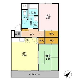 間取図 内房線/五井駅 徒歩43分 4階 築28年