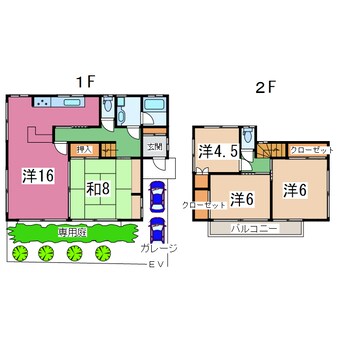 間取図 内房線/姉ケ崎駅 徒歩27分 1-2階 築43年