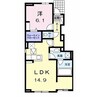 パッシィオーネＵ 1LDKの間取り