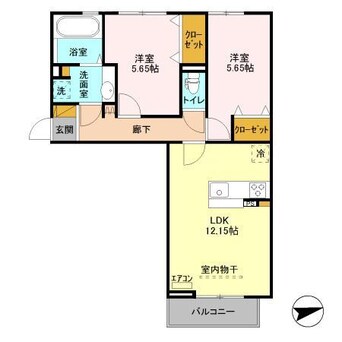 間取図 京成千葉線・千原線/ちはら台駅 車移動　6分3km 2階 築4年