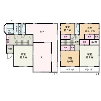 間取図 内房線/姉ケ崎駅 バス12分桜台一丁目下車:停歩2分 1階 築44年