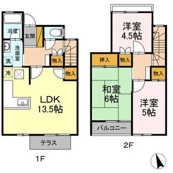 間取図 内房線/長浦駅 徒歩10分 1-2階 築28年