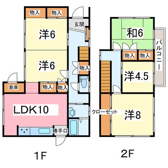 間取図 小湊鉄道/馬立駅 徒歩22分 1-2階 築49年