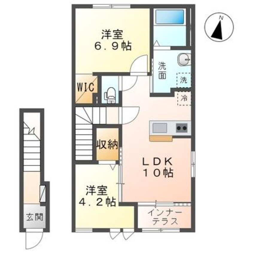 間取図 内房線/袖ケ浦駅 バス5分中野下車:停歩6分 2階 1年未満