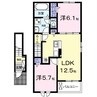 フルールメゾンC 2LDKの間取り