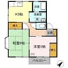 サウスコーポB 2Kの間取り