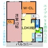 羽山ビル 1LDKの間取り