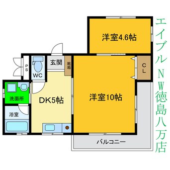 間取図 牟岐線/徳島駅 徒歩31分 2階 築21年