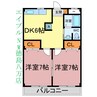牟岐線/二軒屋駅 徒歩29分 4階 築28年 2DKの間取り