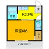 西浦ハイツ 1Kの間取り