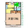 プリヴェール新浜 1DKの間取り