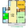 レトア三軒屋 2LDKの間取り