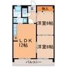 ドミール梅ヶ坪 2LDKの間取り
