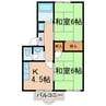 フローレス篠木 2Kの間取り