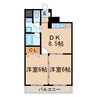 ガウディ割塚 2DKの間取り