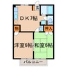 サンビレッジ（上ノ町） 2DKの間取り