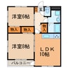 レインボービシュウ 2LDKの間取り
