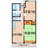 ハートピア八光 2DKの間取り