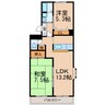 ウイング富士Ａ 2LDKの間取り