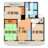 優美 3DKの間取り