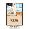 大留ハイツＡ棟 1Kの間取り